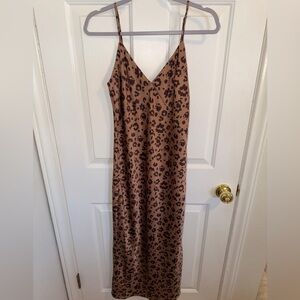 a new day Brown Leopard Print satin Dress